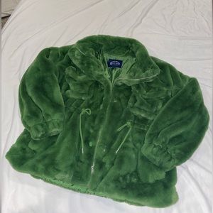 Scoop Faux Fur Oversized Jacket with Cinch Waist